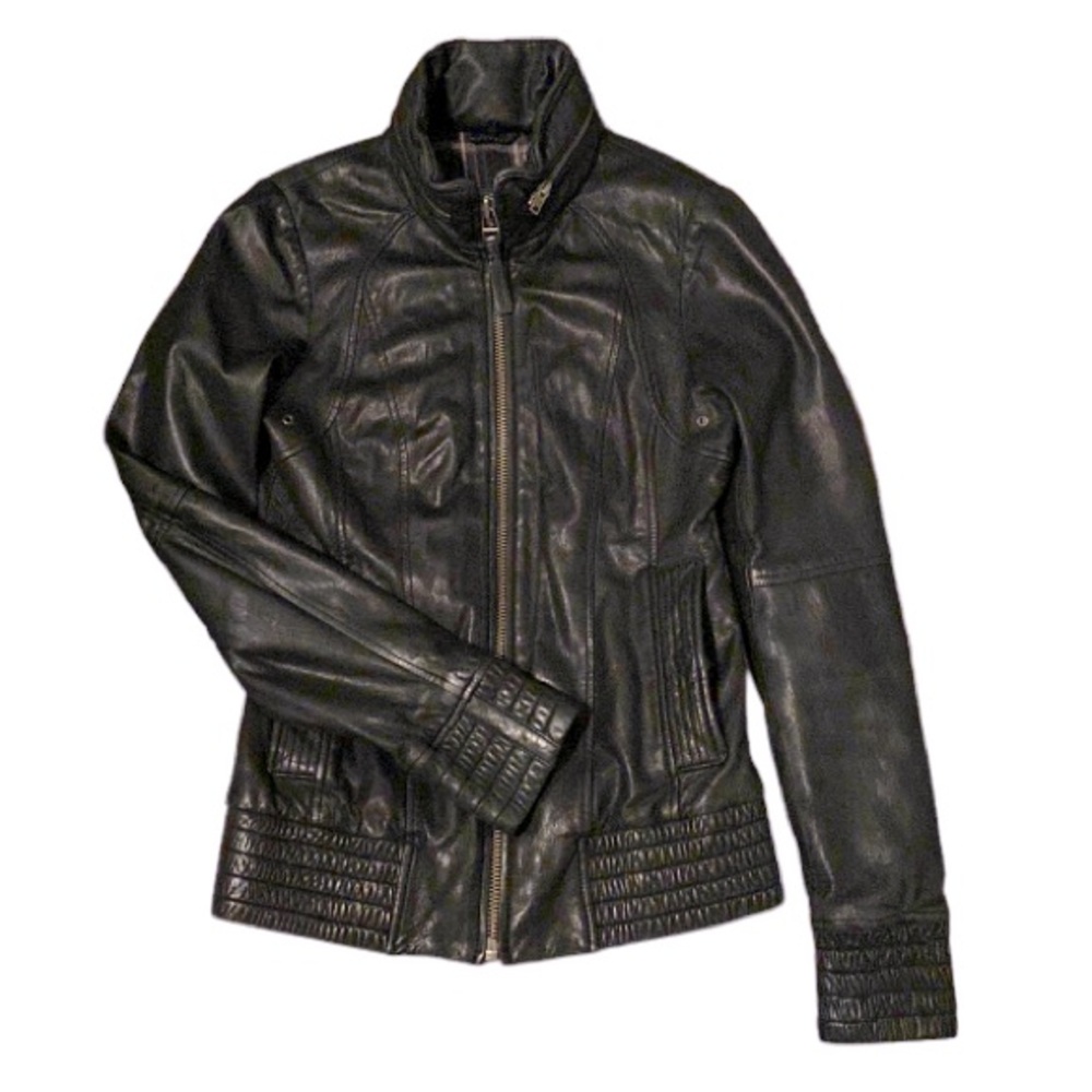 MACKAGE Aritzia Exclusive Black Lamb Moto Leather Jacket Size TP|XS